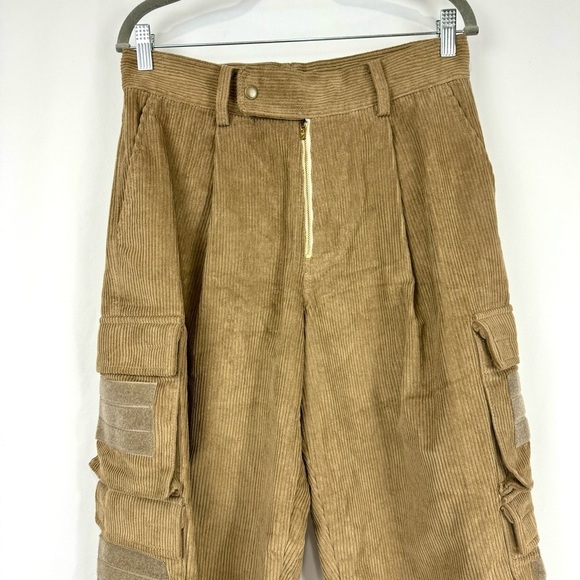 ASPARAGUS NEW $440 MENS SZ S MULTI POCKETS CARGO PANTS BROWN Y2K ARMY MILITARY - Picture 8 of 16